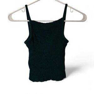 Truly Madly Deeply Forest Green Ribbed Cropped Tank